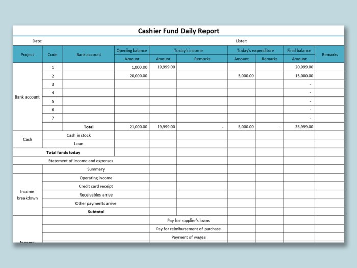 Daily cash counts are made by cashier department supervisors